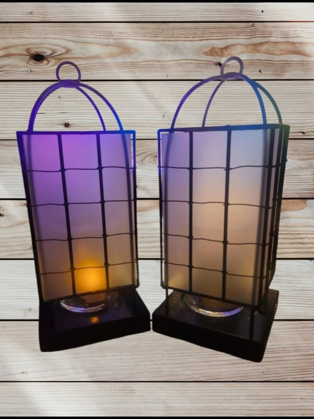 Vintage CRATE & BARREL - (2) Decorative Black Tabletop / Hanging Candle Lanterns